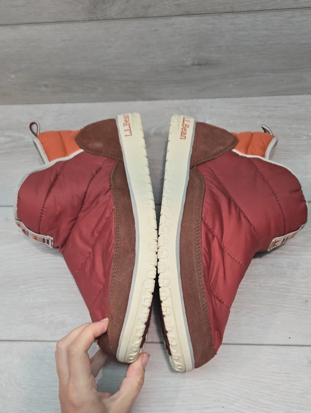 L.L. Bean Men’s Insulated Slip-On High Top Sneakers in Rust/Orange Shoes Sz 11M